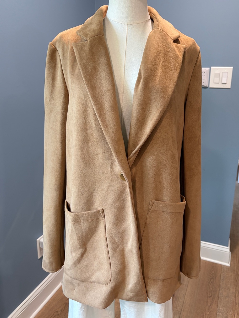 Marc New York Andrew Marc Camel Faux Suede Longline Blazer Jacket Size Large